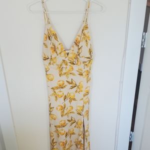 Urban Outfitters Plunging Midi First Sight Lemon Dress NWT